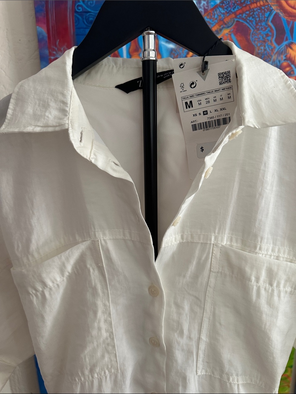 Zara White Button-Front Short Sleeve Dress - Picture 3 of 8